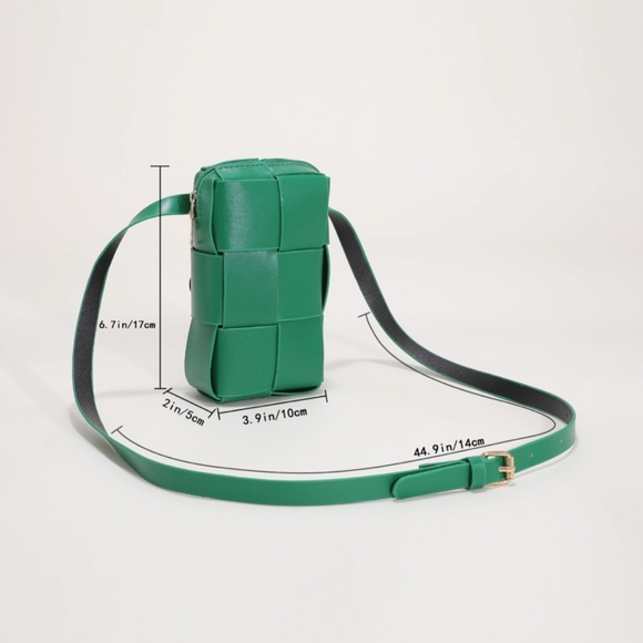 Green Faux Vegan PU Leather Crossbody Bag - Picture 8 of 8